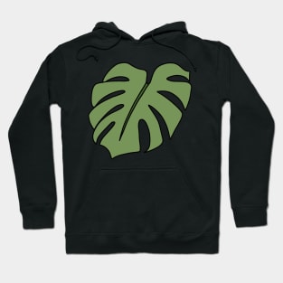 Minimal Monstera Deliciosa leaf- green Hoodie